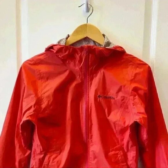 Columbia Jacket Omni Shield Waterproof Nylon Windbreaker Hood Coral Orange XS - Picture 5 of 16